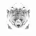 A majestic bear and leopard standing side by side in a powerful pose tattoo design idea