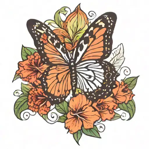 Monique, Amaryllis, Butterfly wings forming tattoo design idea