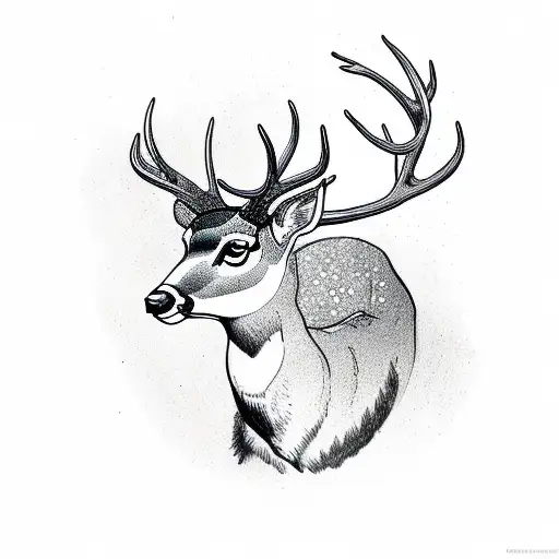 male deer with mountains and genesis 27:3 tattoo design idea