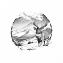 male deer with mountains and genesis 27:3 tattoo design idea