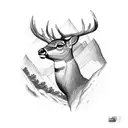male deer with mountains and genesis 27:3 tattoo design idea