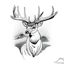 male deer with mountains and genesis 27:3 tattoo design idea