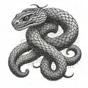 A snake intertwined with a mythical creature from Japanese mythology tattoo design idea