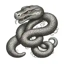 A snake intertwined with a mythical creature from Japanese mythology tattoo design idea