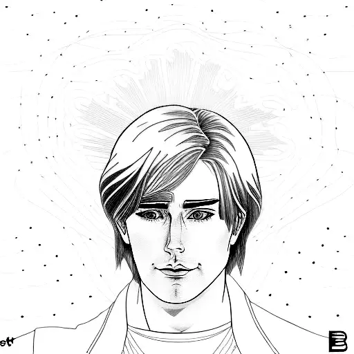 Create a detailed portrait of Erwin Smith surrounded by the lyrics of a Led Zeppelin or The Doors song in a dotwork style. tattoo design idea