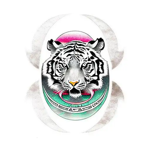 Tiger with moon tattoo design idea