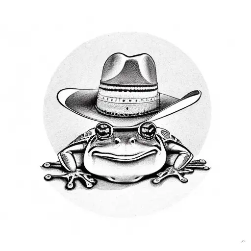frog with a cowboy hat who sit on a rocking-chair  tattoo design idea