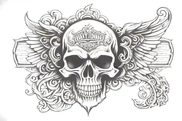 Harley Davidson logo made of a skull  tattoo design idea