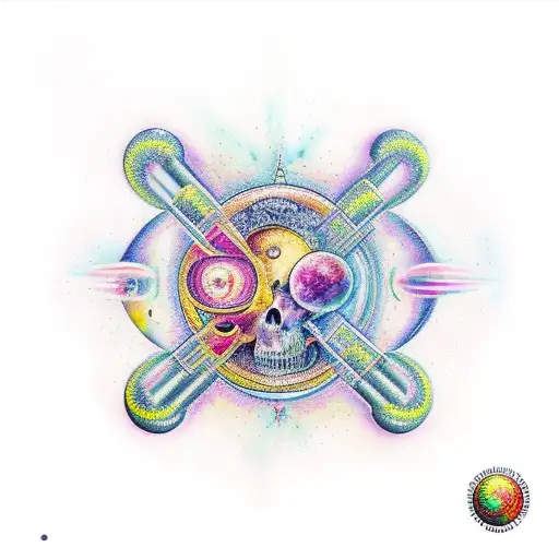 universo y brujula tattoo design idea