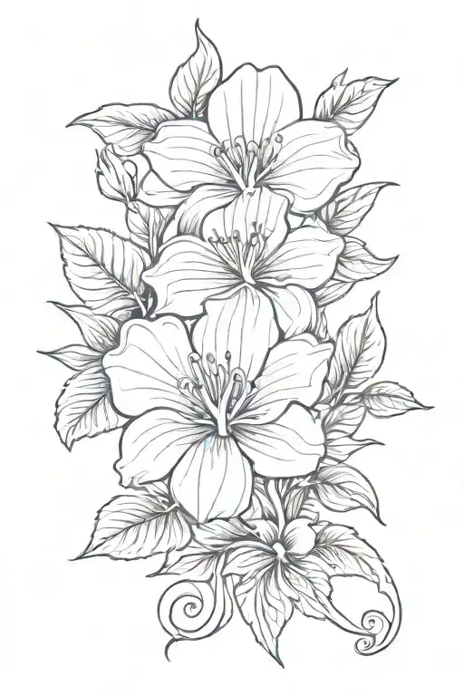 violet flower tattoo with adoption symbol intertwined within the lower stem of the flower tattoo design idea