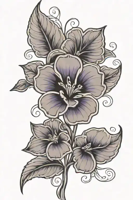violet tattoo with adoption symbol intertwined within the lower stem of the flower tattoo design idea