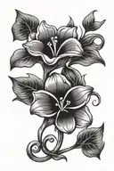 simple violet flower tattoo with "adoption symbol" intertwined within the lower stem of the flower tattoo design idea