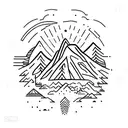 Mountain Scene with compass tattoo design idea