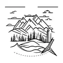 Mountain Scene with compass tattoo design idea