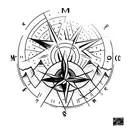 Mountain Scene with compass tattoo design idea