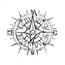 Mountain Scene with compass tattoo design idea