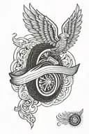 tire with wings tattoo design idea