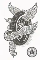 tire with wings tattoo design idea