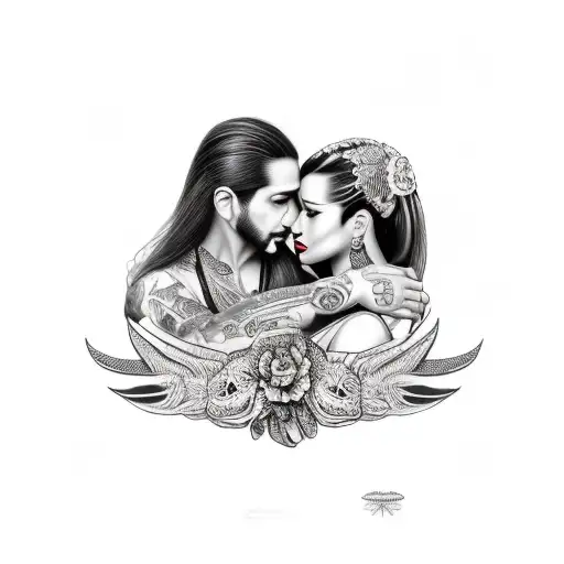 romanian mexican couple tattoo design idea