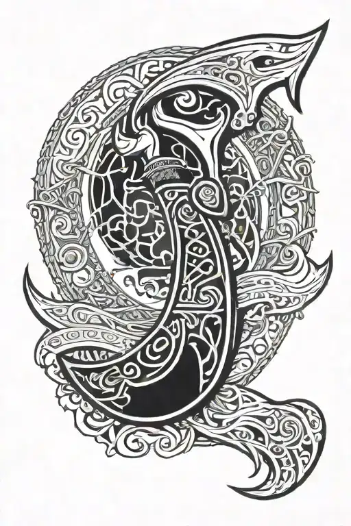 vikings sea ax tattoo design idea