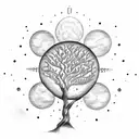 tree of life with sun and moon above the tree tattoo design idea