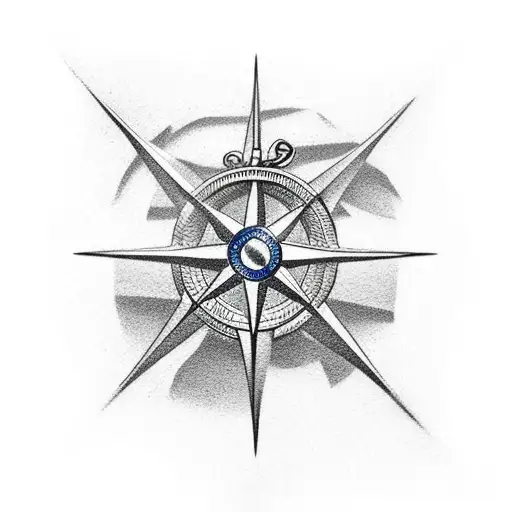 anchor compass marlin  tattoo design idea