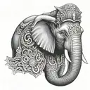 armoured elephant head tattoo design idea