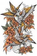 Paper cranes tattoo design idea