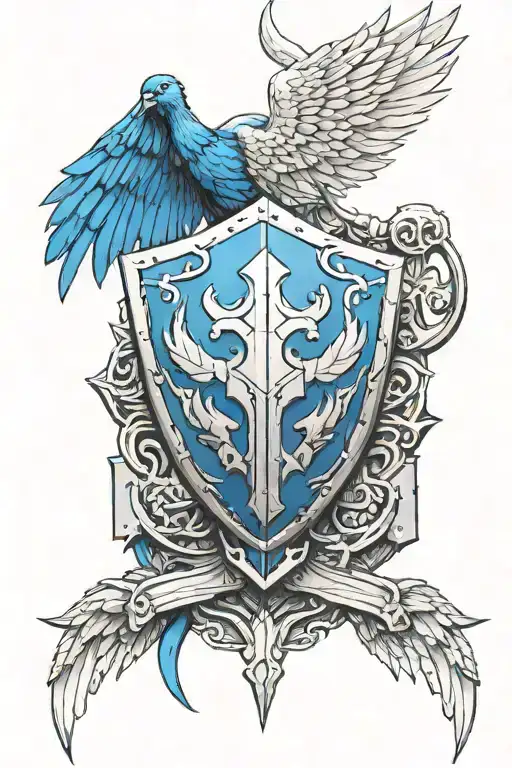 braum shield and morgana wings tattoo design idea