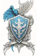 braum shield and morgana wings tattoo design idea