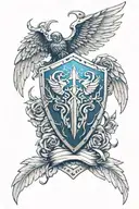 braum shield and morgana wings tattoo design idea