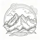 snowmass mountain range with fireball nipper tattoo design idea