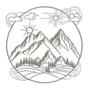snowmass mountain range with fireball nipper tattoo design idea