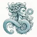 Siren mythological creature blue tattoo design idea