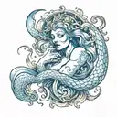 Siren mythological creature blue tattoo design idea