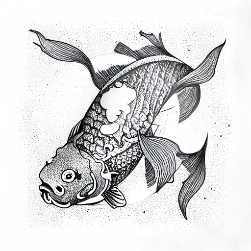 koi fish swimming, yin yang, Lotus Flower, water  tattoo design idea