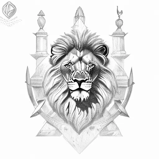 Lion with gladiator tattoo design idea