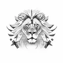 Lion with gladiator in coliseum  tattoo design idea