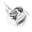 A lion standing proudly in front of a majestic coliseum tattoo design idea