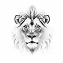 A lion standing proudly in front of a majestic coliseum tattoo design idea