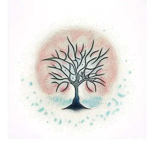 arbol con ramas entrelazadas que forman un laso tattoo design idea