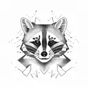 line art tattoo of raccoon and cat tattoo design idea