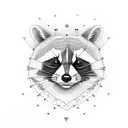 line art tattoo of raccoon and cat tattoo design idea