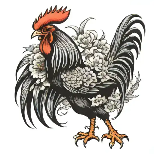 japanese rooster tattoo design idea