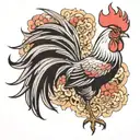 japanese rooster tattoo design idea