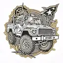 army matv truck driving tattoo design idea
