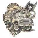 army matv truck driving tattoo design idea