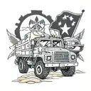 army matv truck driving tattoo design idea