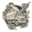 army matv truck driving tattoo design idea