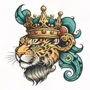 M G B with crown on top half tattoo design idea